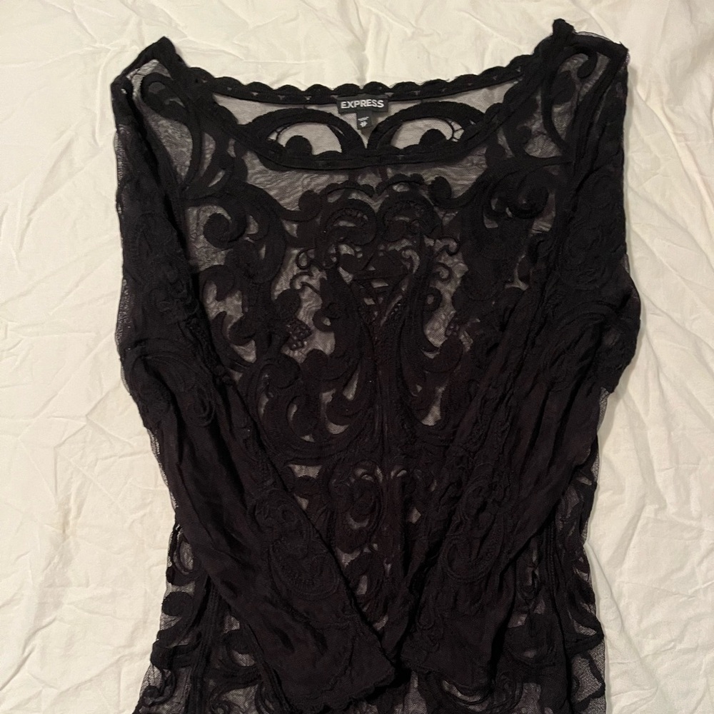 express black flower pattern mesh top